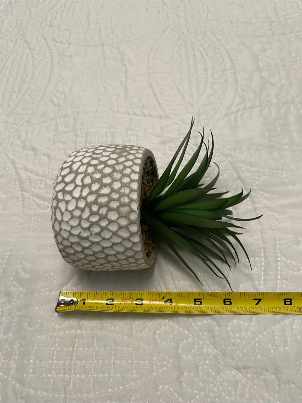 Artificial Faux Green Succulent Plant in Cement Pot Planter Excellent Condition